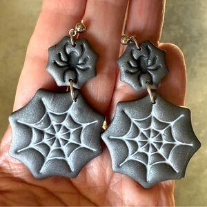 Handmade spider web earrings